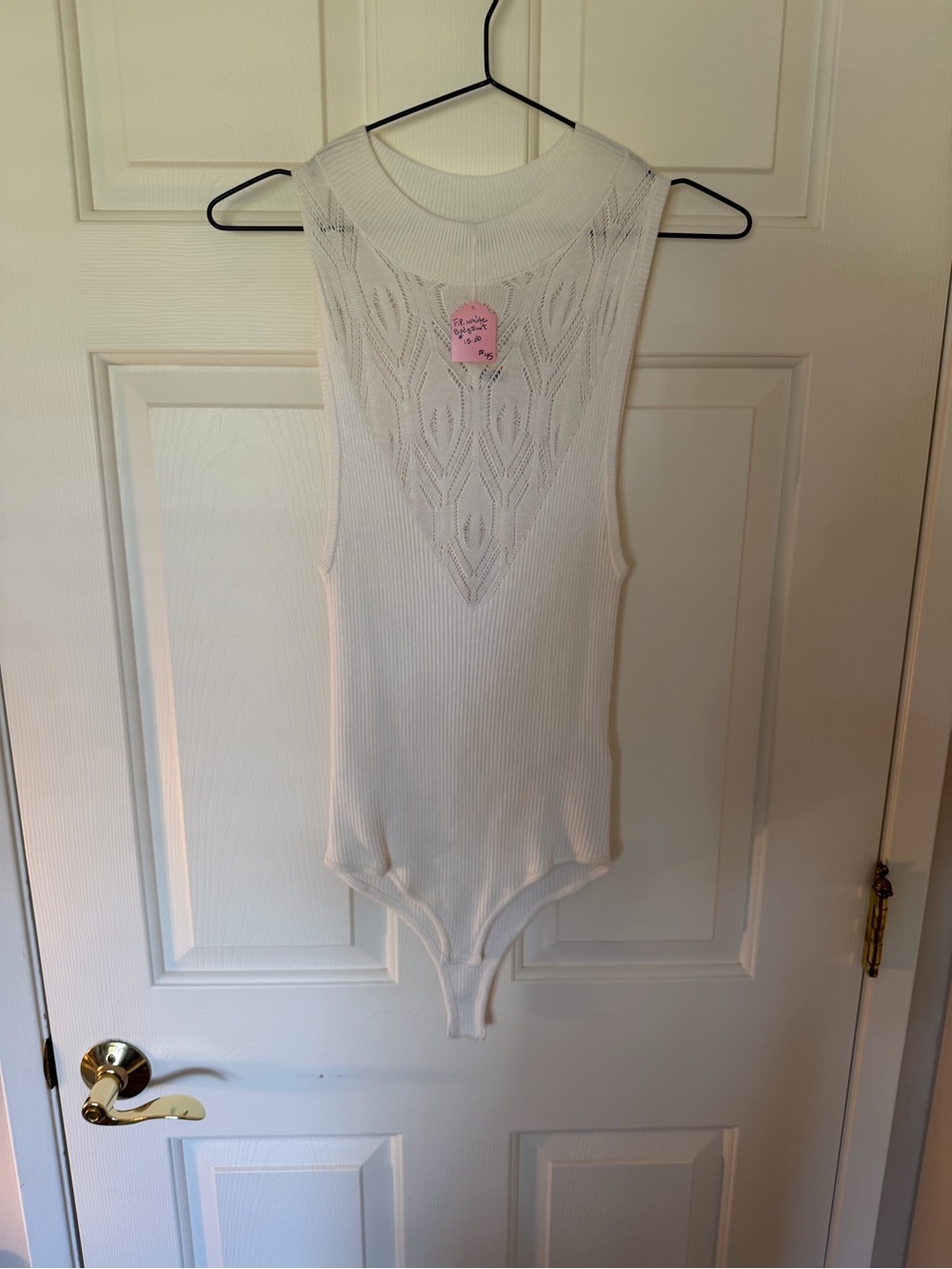 Free People White Knit Sleeveless Bodysuit